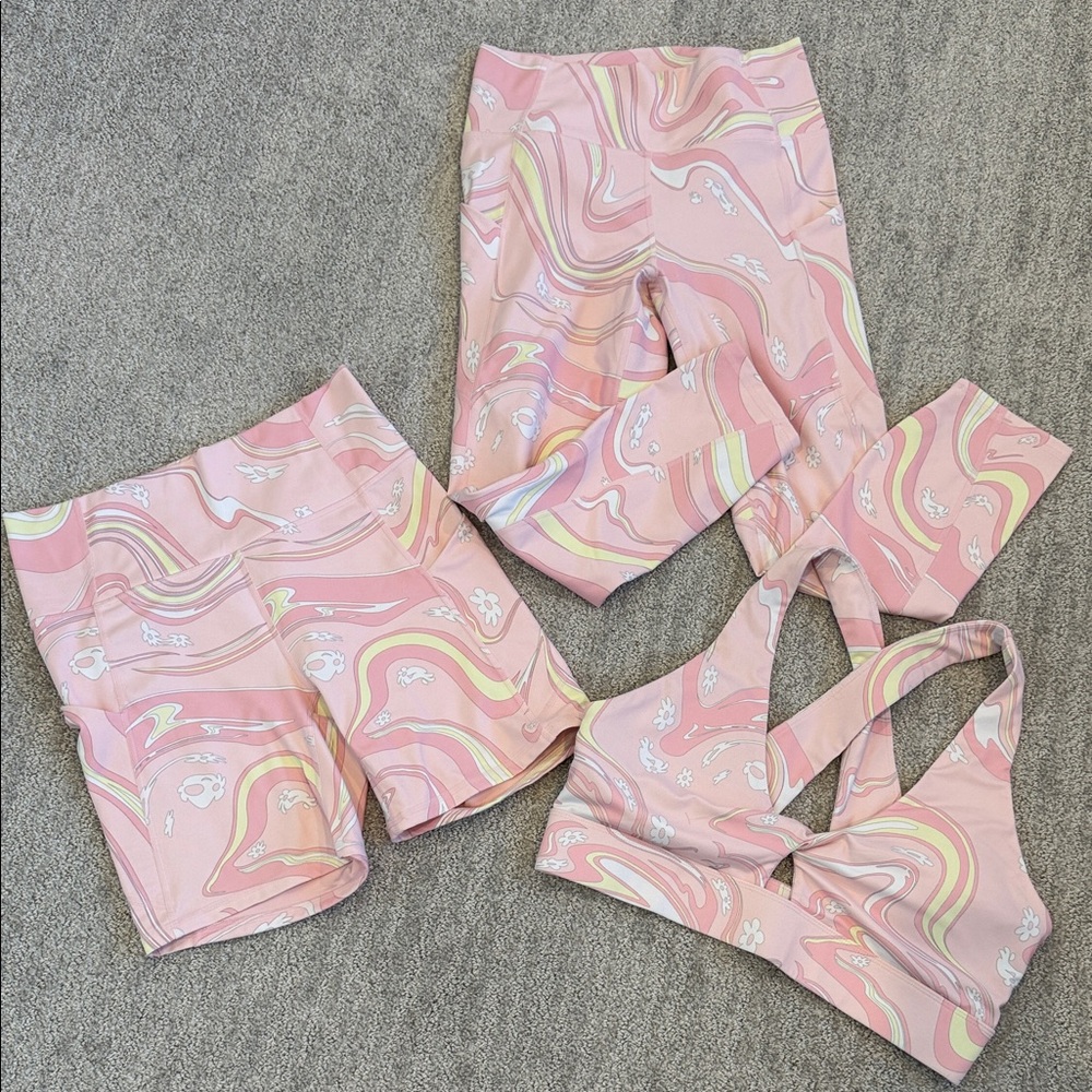 Fabletics Pure Lux Pink Marble Activewear Set